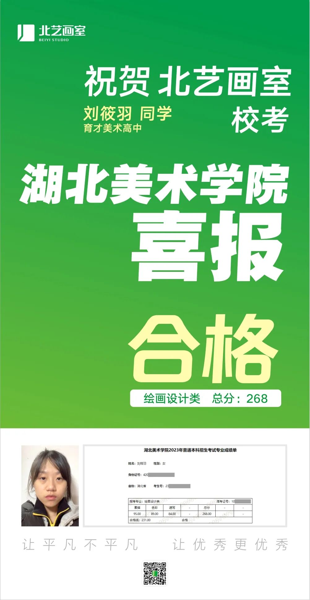 北藝畫室2023屆湖美校考喜報