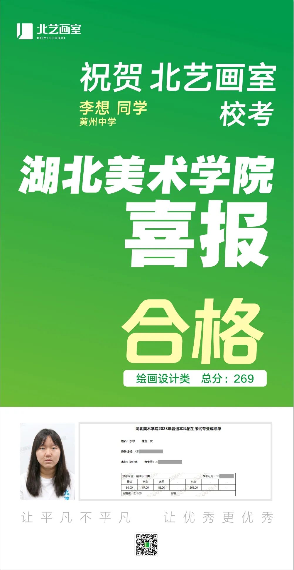 北藝畫室2023屆湖美校考喜報