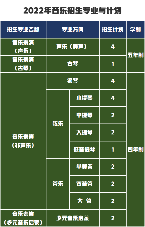 音樂表演類招生計劃