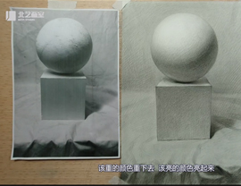 素描幾何體（正方體、圓球體組合）的講解示范
